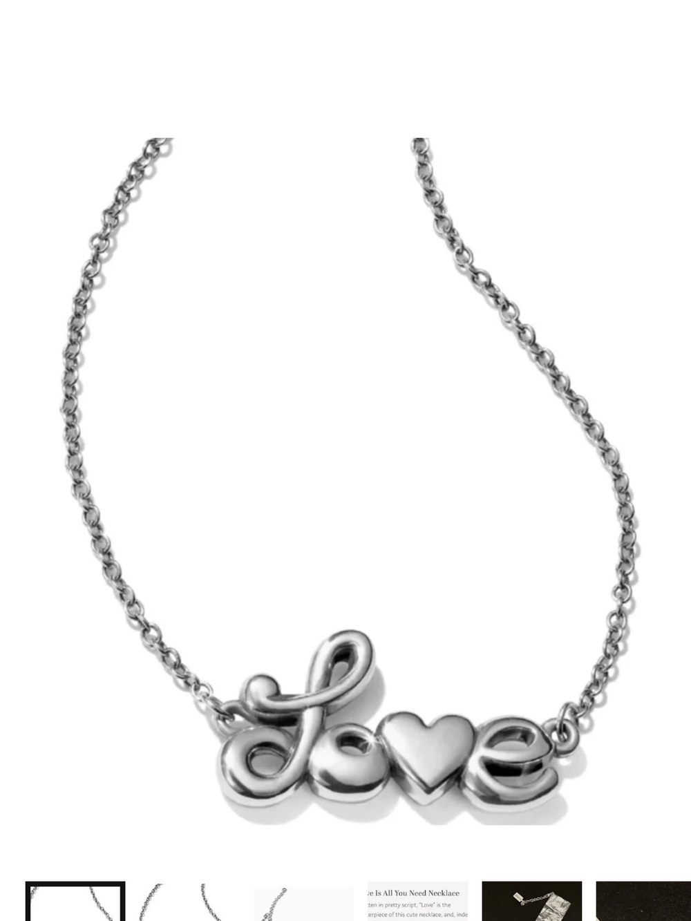 Brighton Silver 'Love' Script Heart Necklace